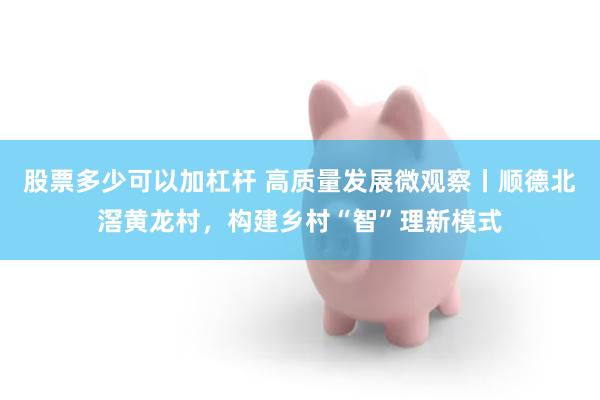 股票多少可以加杠杆 高质量发展微观察丨顺德北滘黄龙村，构建乡村“智”理新模式