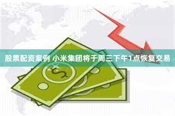 股票配资案例 小米集团将于周三下午1点恢复交易